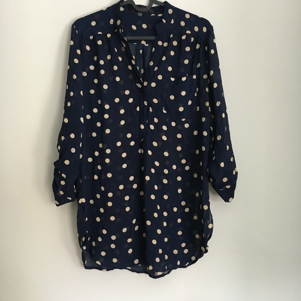 ModCloth Navy sheer button blouse Medium